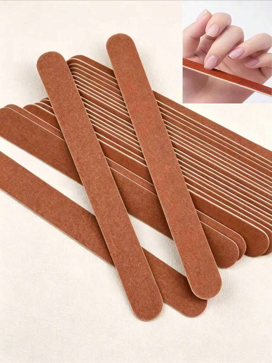 5/20 Pieces Professional Double-Sided Nail Polishing Strips, Brown Sanding Board Nail Trimming Tools And Polishing Files, Washable Double-Sided Nail Files, Suitable For Natural Nails And Acrylic Nails DIY Salons Use - Brown - View 1