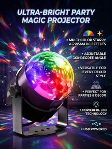 1pc Colorful Rotating Magic Music Stand Lamp, USB Powered, Multicolor Lighting, Auto Rotation, Suitable For Bedroom, Gaming Room, Home Theater Ceiling Decor - Perfect For Christmas, Halloween, Wedding, Camping, No Remote Control - Multi-color light - View 13