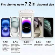 1個防水手機袋/手機殼，IPX8防水，附可調節肩帶與高強度氣囊保護，浮水防水手機袋。適用於度假、海灘、划艇。兼容 17/16/15/14/13/12等。浮水防水乾手機袋，適用於水上樂園和游泳。最大容量6.8英吋。- 防護乾手機殼 - 彩色 - 查看 3