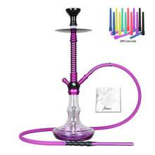 Arabian Hookah Pot Aluminum Alloy Spring Style With Aluminum Foil And Disposable Mouthpiece Silicone Tube Aluminum Alloy Handle Spring Protective Sleeve Charcoal Clip Ceramic Smoke Bowl Artificial Glass Pot Base - one-size - View 7