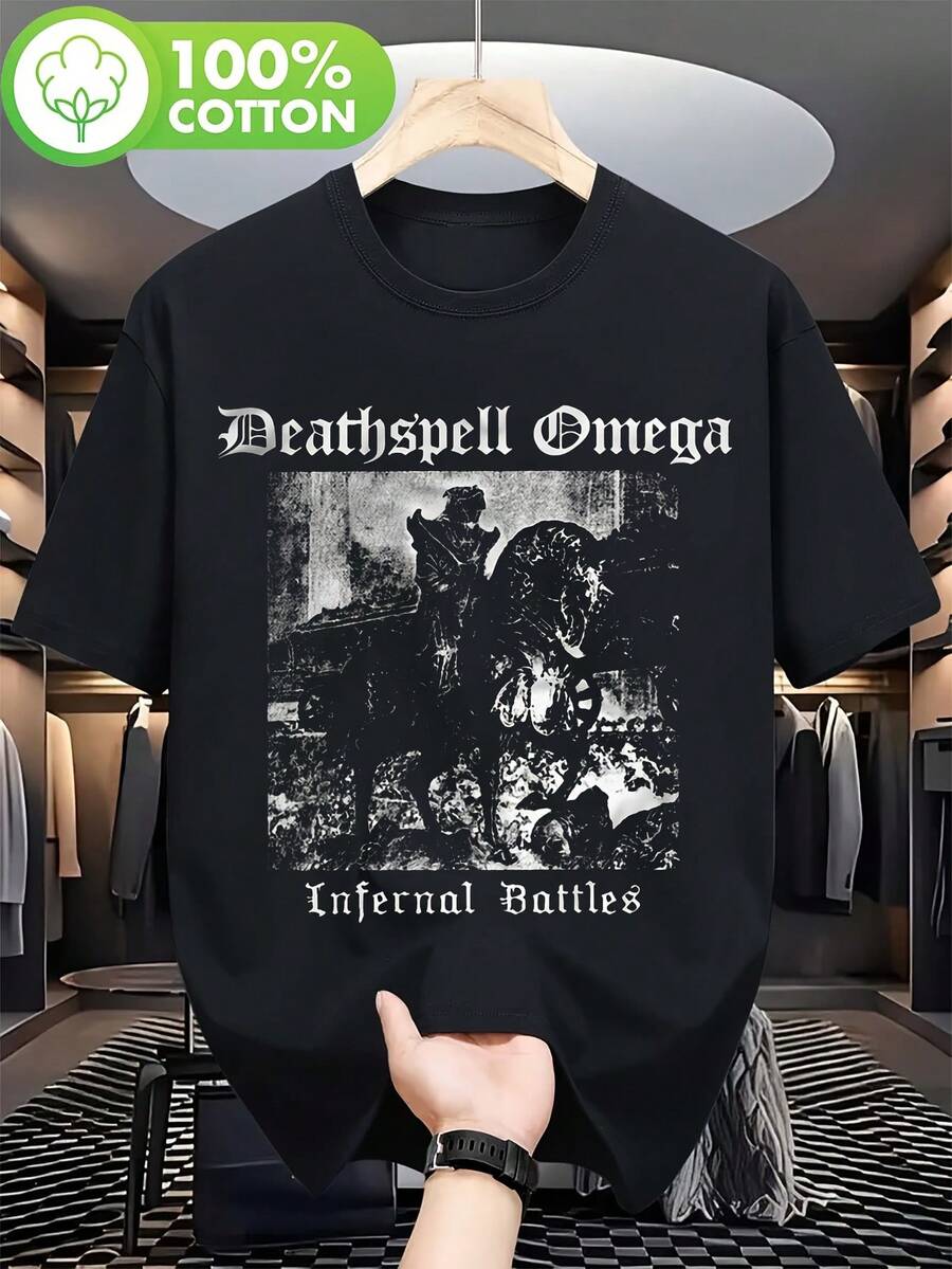 334_ Camiseta negra para hombre, diseño de la banda Deathspell Omega Infernal Battles - Material, una opción ideal para amantes de la música y fans del metal - Negro - Ver 1