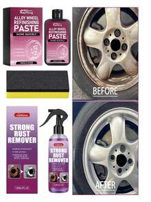 rayhong 1set/100g+Sponge/120ml Car Wheel Rim Refurbishing Paste Aluminum Alloy Wheel Cleaning Polishing Oxidation Scratch Care Paste - Solid State - View 2