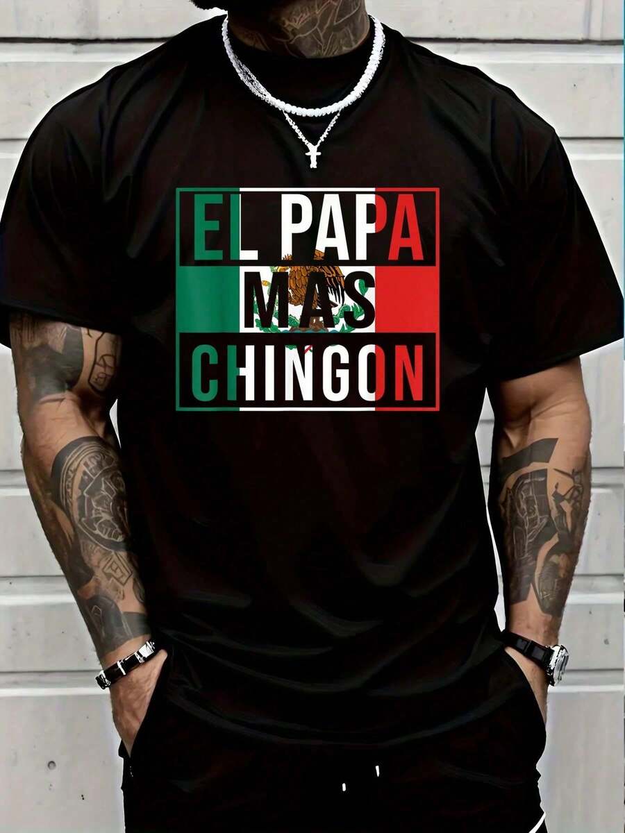 2026 Men's T-Shirts 100% Cotton The Coolest Dad Father's Day T-Shirt Best Mexican Dad T-Shirt Graphic T-Shirt For Men And Women - 粉色 - 查看 1