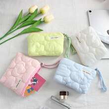 1 pieza Monedero acolchado con rayas de nube, bolsa de almacenamiento portátil mini, puede almacenar caramelos, aperitivos, lápiz labial, auriculares, bolsa pequeña, bolsa con forro interior de cremallera de color caramelo, bolsa para lápiz labial, monedero, tarjetero, bolsa de almacenamiento de auriculares, puede contener tarjetas bancarias, tarjetas de crédito, monedas, capacidad suficiente, tela suave y cómoda, monedero de tarjeta de moda, adecuado para estudiantes y trabajadores de oficina en sus desplazamientos diarios y compras. - Multicolor - Ver 4