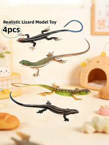 4Pcs Realistic Simulation Lizard Model – Static Solid Reptile Figurines Including Monitor Lizard, Iguana & Frilled Lizard | Halloween Prank Props, Pet Cat Dog Toy, Holiday Party Gift & Home Decoration - View 2