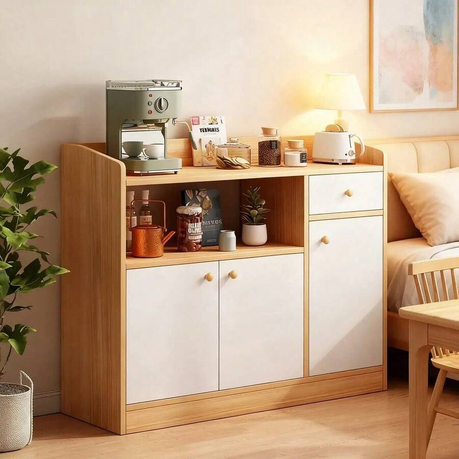 Moderno Multiusos Organizador Cocina 90cm Con Tres Puerta - Blanco - Ver 1