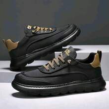 Sepatu Kerja Kasual Gaya Inggris Serbaguna untuk Pria, Cocok untuk Semua Musim, Bernapas, dan Nyaman - Hitam - View 4