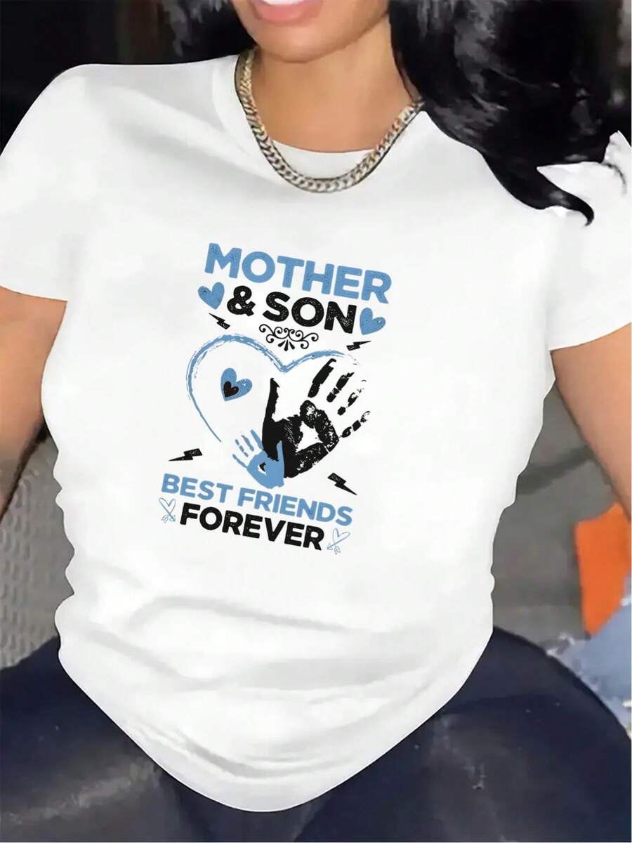 FestivalFestival Short-Sleeve T-Shirt, Designed For Mothers And Sons To Be Forever Good Friends.Perfect For Relaxing At Home, Made With Asymmetrical T - White - View 1