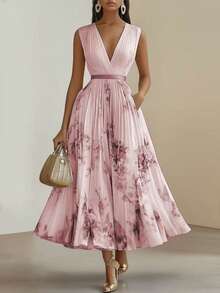 Elegant Sleeveless Party Dresses With Sensual Prints And Full Skirts In A Casual European Style For Women - Red - View 8