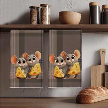 2 Packs Cheese & Mouse Kitchen Towels, 16x24 Inches, Machine Washable & Reusable Dish Cloths For Cooking, Baking, And Kitchen Decor - Multicolor - View 8