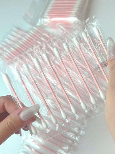 Double-Ended Cotton Swabs, Paper Stem Cotton Swabs, One Round End And One Pointed End, Suitable For Precise Application, Earwax Cleaning, Makeup Removal Essential, Convenient To Carry