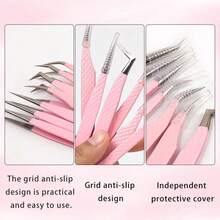 1 Pc Silver Powder Eyelash Tweezers, Made Of Stainless Steel, A Precise Eyelash Application Tool With Anti-Slip Function, Suitable For Daily Use And Travel, And A Professional Tool For Beauticians And Makeup Artists. - Multicolor - View 8