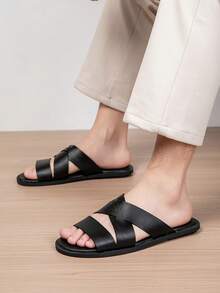 Men's Summer Beach Casual Criss-Cross Sandals, New Breathable Wear-Resistant Outdoor Beach Slides - All Black - View 6