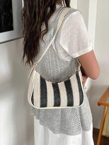 Bolso de Hombro Versátil y a la Moda, Bolso Casual Diario para Mujer - Negro - Ver 6