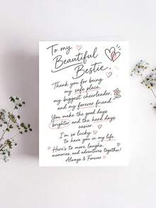 1pc "To My Beautiful Bestie" Best Friend Greeting Card With Envelope, Friendship Appreciation Note For Women, Ideal For Birthday & Thank You Gifts, Friendship Keepsake For Female Besties, Blank Inside - A - View 8