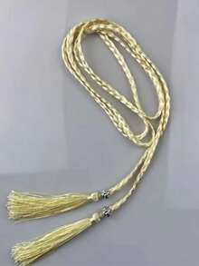 Handmade Woven Extended Waist Rope, Yellow, 1pc - Beige - View 5