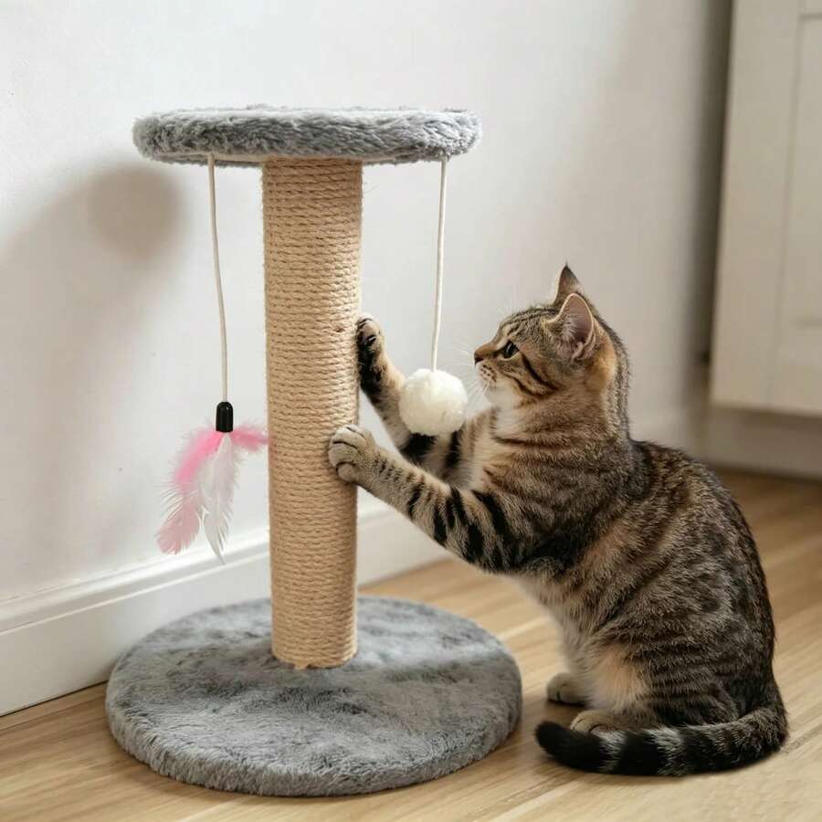 这款垂直猫抓柱采用耐用的剑麻绳制成,不易沾染碎屑,让猫咪可以尽情玩耍消磨时间。小型猫树适合公寓饲养,配有绒球和羽毛玩具,是送给小猫的绝佳礼物。 - 均碼 - 查看 1