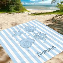 1pc Starfish Shell Patterned Beach Mat, Extra-Large Beach Mat, Lightweight And Durable. Ideal For Travel, Camping, And Picnics. Extra-Large Size For Adults. Highly Suitable For Beaches And Outdoor Adventures - Multicolor - View 5