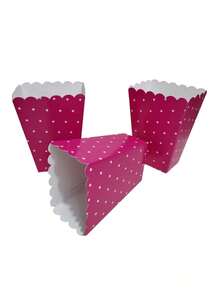 Creative Mariu Cajitas Mesa De Dulces, Candy Bar, Palomera (10 Piezas) - Fucsia lunares - Ver 3