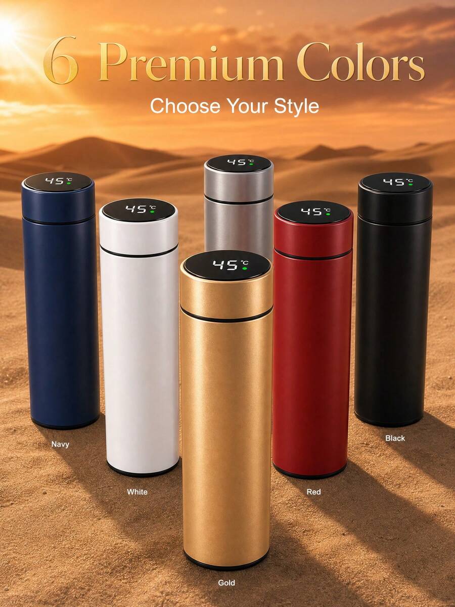 1 pièce Bouteille d'eau isolée sous vide avec affichage de température intelligent 500ml/16.9oz, matériau en acier inoxydable premium, facile à transporter, convient pour les affaires, les trajets, l'utilisation au bureau et les voyages, unisexe, livrée avec un sac de transport, bouteille d'eau pour la rentrée scolaire des étudiants