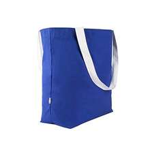Bolsa de lona de 100 % algodón resistente para la playa para la compra multiusos - Azul - Ver 7