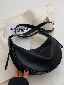 Fashion Solid Color Minimalist Large Capacity Zipper Shoulder Bag, Suitable For Women Shopping, Dating, Commuting And Daily Use - Black - View 4
