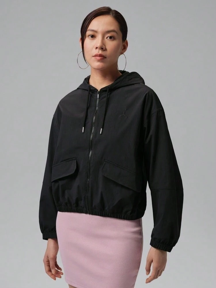 Chaqueta con cremallera completa para mujer Jordan Flight con protección solar UPF 40+ IF1178-010 - Negro - Ver 1