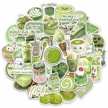 50pcs/Pack Green INS Style Matcha Dessert Stickers, Cartoon Cute Fun Doodle Stickers, DIY Water Bottle Guitar Stickers, Suitable For Journals, Stationery, Water Bottles, Etc. Perfect As Holiday Gift Stickers. Fun And Very Suitable For Collage And Various Decoration Projects. - Multicolor - View 9
