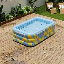Piscina inflable grande, piscina de exterior para el hogar reforzada con tobogán, adecuada para reuniones familiares y patio exterior - Piscina de material PVC (Solo la piscina, sin accesorios incluidos) - C - Ver 9