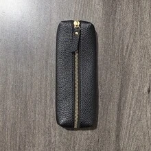 1个米色/黑色极简3D皮革铅笔盒，耐用拉链笔袋，文具收纳包，适合学校、办公室和家庭使用，男女通用化妆刷收纳袋，可折叠拉链文具铅笔盒礼品，返校季必备 - A - 查看 7