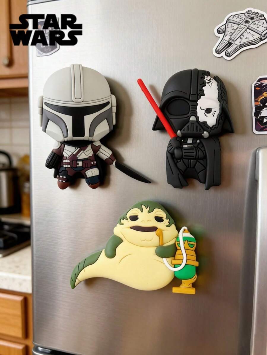 StarWars 1 Peça Ímã de Espuma 3D Licenciado Oficialmente Star Wars com Mandalorian, Darth Vader e Jabba, Adesivo Fofo para Geladeira, Decoração de Casa e Cozinha, Presente Colecionável Ideal para Fãs de Star Wars - Tamanho Único - Visão 1