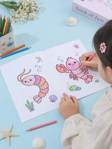 Children's Fun Ocean Coloring Book Animal Drawing Book Back To School Season Drawing Learning Aid Practice Book Teacher Reward Small Gift - Multicolor - View 3