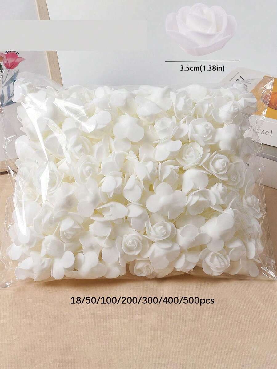 18/50/100/200/300/400/500個迷你泡沫玫瑰花頭人造泡沫花 大量裝 DIY手工藝婚禮花束 淋浴中心裝飾 花藝布置 派對桌面 家居裝飾 花園裝飾 - 白色 - 查看 1