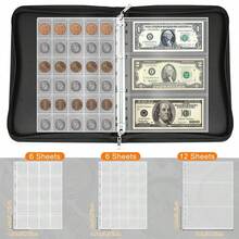 Collectible Coin Book Multi Pocket Banknote Bill Storage Collector Folder - Black - View 9
