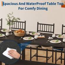 Farmhouse Dining Table Set For 4 With Storage Shelf, 47 Inch Kitchen Table With Bench And 2 Chairs For Small Space, Apartment, Dining Room - Black - View 4
