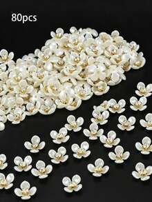 50 buah/kantong, Bunga Crepe Myrtle 5 Kelopak 17mm, Bunga Resin Rhinestone dengan Alas Emas dan Cakar, Mutiara Tanpa Lubang, Untuk Dekorasi Pakaian - Emas - View 9