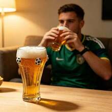 1 pieza/5 piezas Taza de cerveza Pilsner con elemento de fútbol 3D de 450ml/580ml, Taza de cerveza transparente con tema de fútbol, Taza con textura hexagonal de fútbol, Adecuada para noche de juegos deportivos, Taza de cóctel de cerveza para fanáticos de la Copa del Mundo, Café helado - Multicolor - Ver 6