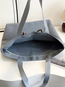 Bolso de lona estampado minimalista - Multicolor - Ver 4
