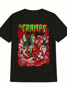 Ropa de hombre; Camisetas de verano; Camiseta casual de cuello redondo para hombre con estampado gráfico 3D de calambres - Diseño divertido y audaz, camiseta de verano de corte regular, rega - Blanco - Ver 1