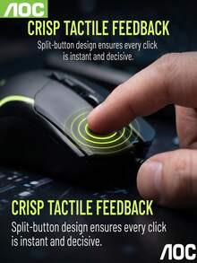 AOC GM170 Wired Optical Mouse, Featuring Smooth Scrolling Wheel, Anti-Slip Matte Finish And Splash-Proof Design, Enhancing Comfort And Control - View 10
