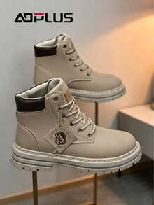 All-Weather Outdoor High-Top Leather Shoes, Climate-Adaptive PU Upper Technology, Wet Surface Slip-Resistant Rubber Outsole - Grey - View 4