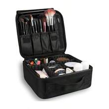 1pc Travel Makeup Bag, Portable Cosmetic Storage Box With Handle And Zipper, Waterproof PU Large Capacity Portable Makeup Bag, Portable Pouch - View 1
