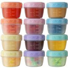 1/2/6pcs Optional Macaron Color Scale Marked Mini Food Storage Container Set, Airtight Leak Proof Small Fresh-Keeping Box Combination Kit For Baby Puree Sauce Fruit Freezer Refrigerator Organizer(Colors Will Be Shipped Randomly) - Multicolor - View 1