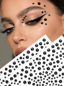 2 piezas Gemas de Body brillantes con rhinestones rosas, pegatinas de joyas 3D para maquillaje de fiesta, accesorios, pegatinas de rhinestones para estilo Y2K, festival de música, - Negro - Ver 1