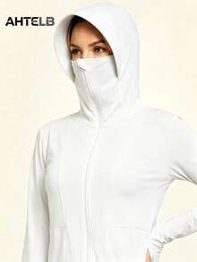 AHTELB Women's Summer Ice Silk Sun Protection Jacket, Outdoor Couple Sun Protection Jacket Sports - White - View 3