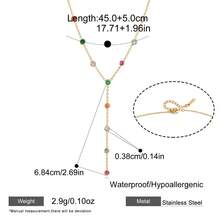 S SHOPBOHO 1pc Stainless Steel Colorful Crystal Rhinestone Y-Shaped Long Necklace, Summer Waterproof Jewelry - Y Necklace - View 13