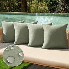 MIULEE - Juego de fundas de almohada decorativas para exteriores de lo impermeables para jardín tienda de campaña balcón sá estilo granja 0x0 cm gris - Gris verde - Ver 2