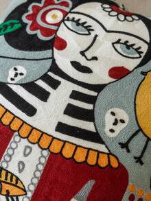1 pieza Funda de cojín decorativa moderna vintage rústica bohemia de arte folclórico Día de Muertos con bordado, suave, lavable a máquina, para sofá, dormitorio, sala de estar, decoración del hogar - azul - Ver 9