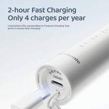 Cepillo de dientes eléctrico recargable Panasonic EW-DC033W, Blanco/Azul, Larga duración de batería, Control de placa con limpieza profunda, Juego completo con tapa & cabezales de cepillo - Azul - Ver 4