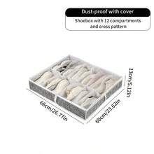 2pcs 12-Slot Transparent Shoe Storage Bags - Dustproof & Moisture-Proof, Underbed Storage Organizer, Washable Polyester Material, Bedside Storage, Underbed Storage - Multicolor - View 10